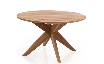 Holztisch Garten in rund aus Teakholz gefertigt