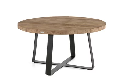 Gartentisch Holz rund aus Teak und Metall gefertigt, Modell BAW816-R.
