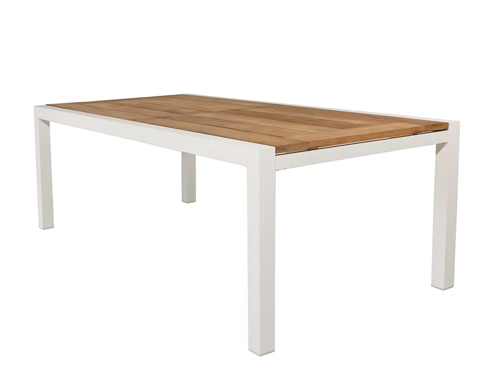 Gartentisch ausziehbar aus Teak und Metall gefertigt