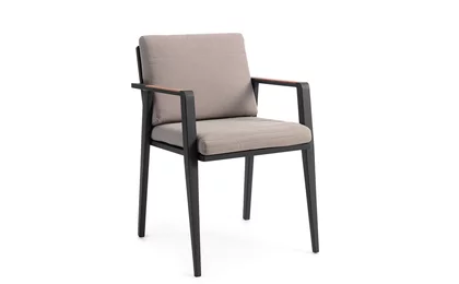 Gartenstuhl Stoff mit Armlehnen aus Teak