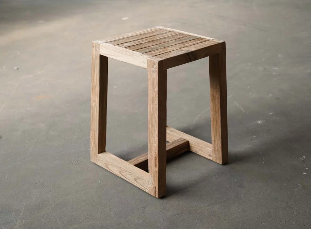 Gartenhocker Teakholz massiv und recycelt gefertigt