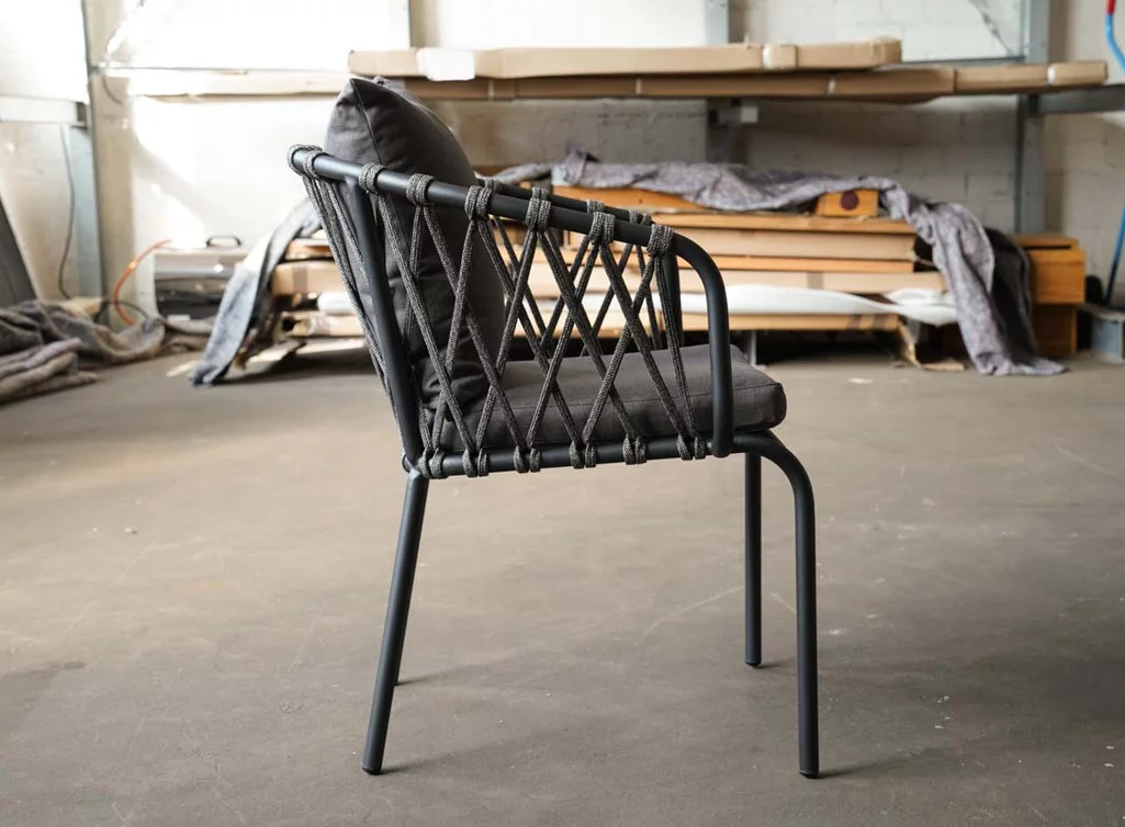 Design Gartenstuhl aus Olefin und Aluminium
