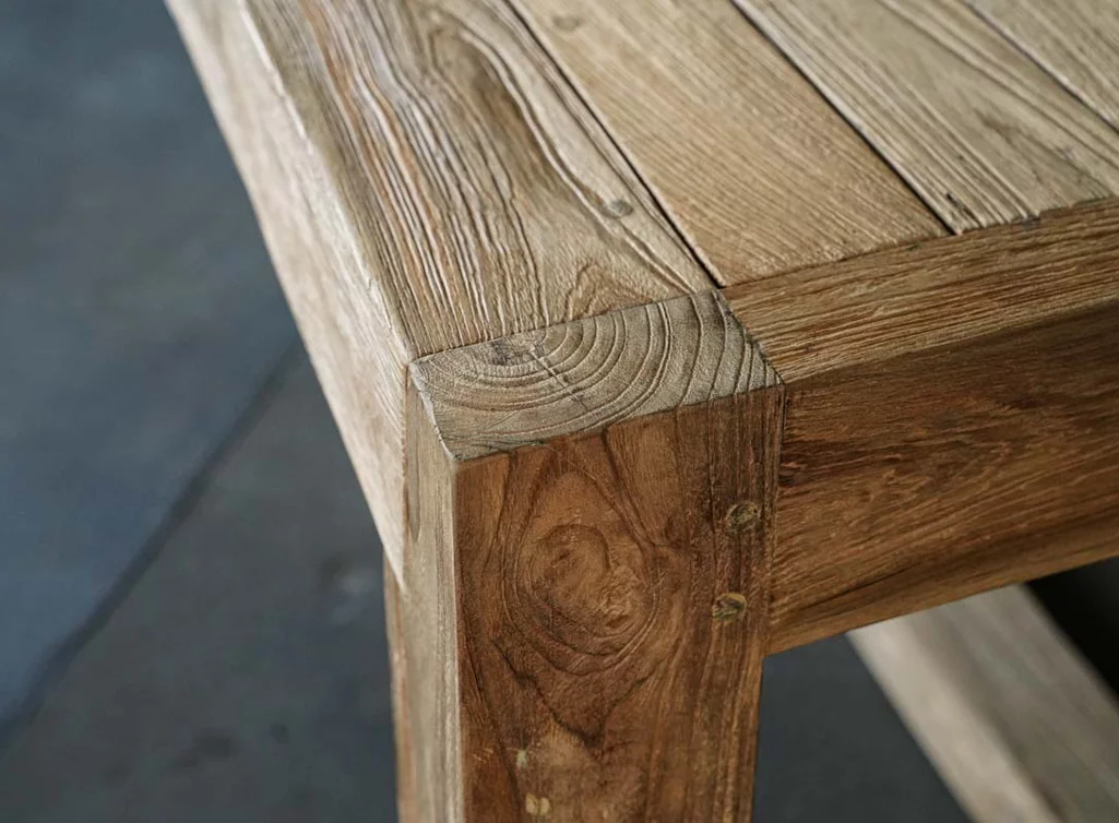 Holztisch Garten aus Teak  - Detailansicht Gestell und Platte