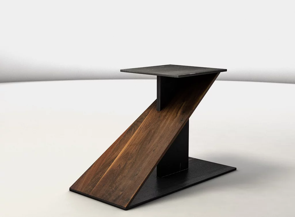 Design Tischgestell aus Nussbaum nach Maß massiv mit purem Stahl gefertigt Design Tischgestell aus Nussbaum nach Maß massiv mit purem Stahl gefertigt
