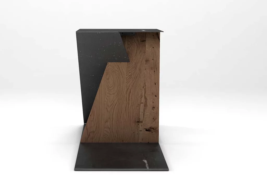 Esstisch Mittelfuß modern aus Balkeneiche und Stahl Esstisch Mittelfuß modern aus Balkeneiche und Stahl