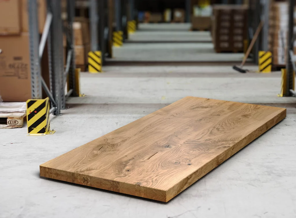Eichen Tischplatte nach Maß 8cm Double-Up mit Astanteil
