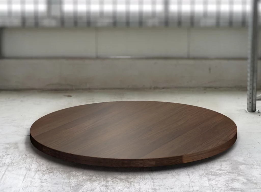 Runde Massivholz-Tischplatte Nussbaum 6cm astfrei nach Maß