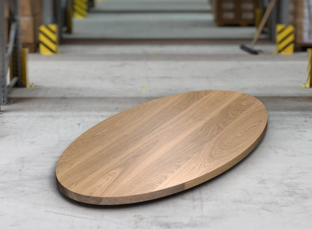 Tischplatte oval aus Eiche astfrei 4cm nach Maß gefertigt