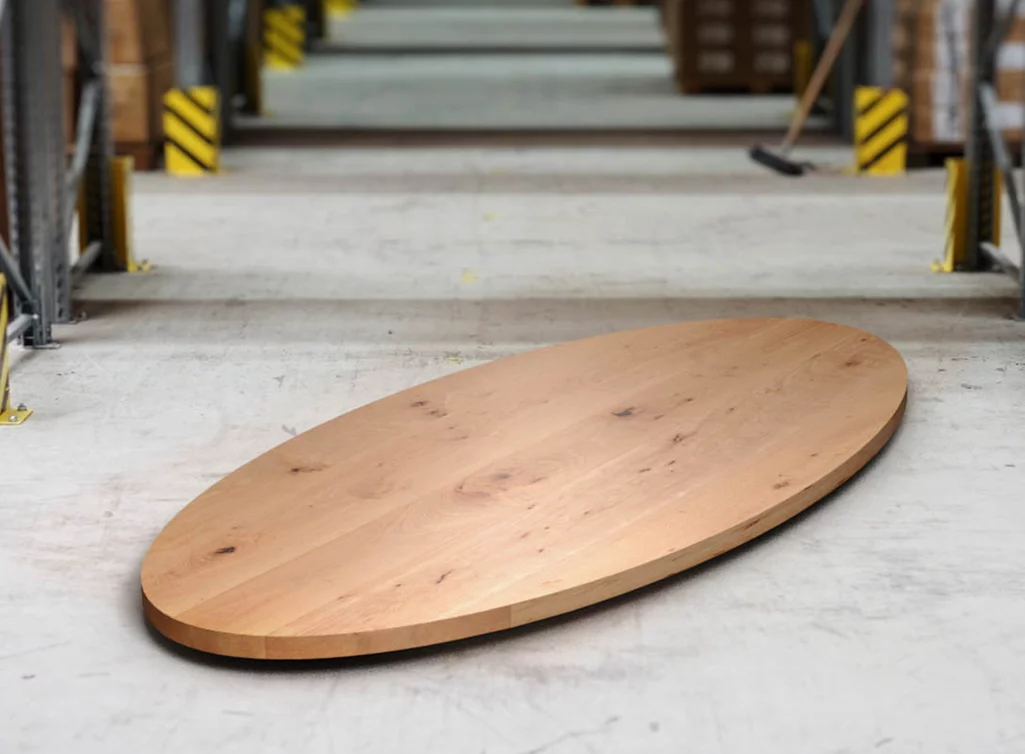 Holzplatte oval Buche Ast 4cm stark nach Maß gefertigt