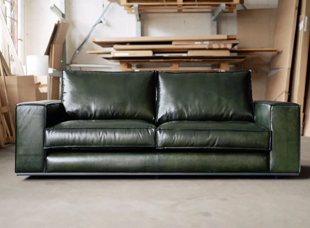 Modernes Lounge Sofa aus Buffalo Leder in British Green