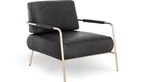 Loungesessel Leder mit einem Messing Gestell Sitzplatz 30C.