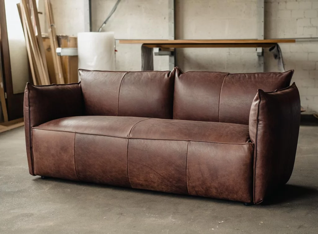 Echt Leder Sofa mit Armlehnen Vasa - in verschiedenen Lederoberflächen erhältlich