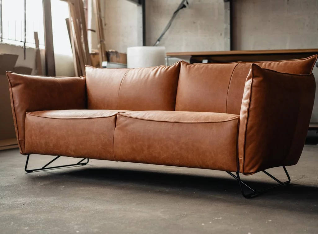 Gut gepolstertes Echtledersofa kissenförmig designt - verschiedene Größen verfügbar Gut gepolstertes Echtledersofa kissenförmig designt - verschiedene Größen verfügbar