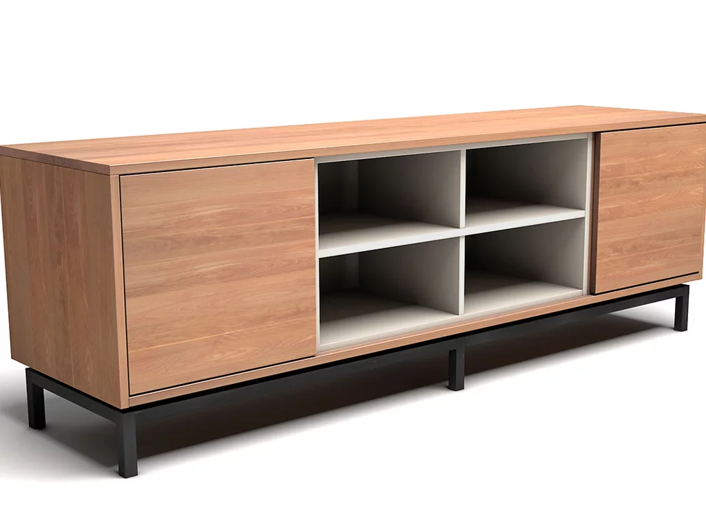 Sideboard in Buche Massivholz mit Fächern aus in farbigen Dekor gefertigt Sideboard in Buche Massivholz mit Fächern aus in farbigen Dekor gefertigt