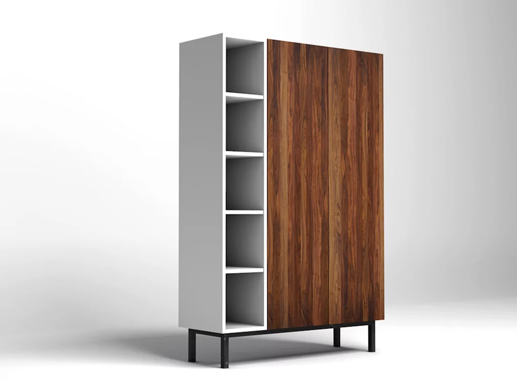 60er Jahre Highboard in Nussbaumholz 60er Jahre Highboard in Nussbaumholz