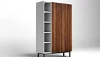 60er Jahre Highboard in Nussbaumholz