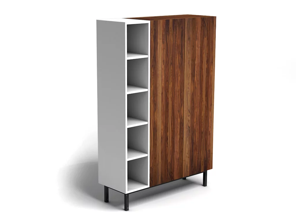 Moderne Hochkommode aus massivem Nussbaumholz Moderne Hochkommode aus massivem Nussbaumholz
