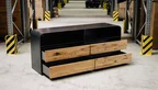 Sideboard Stahl mit Eichefronten und Schubladen
