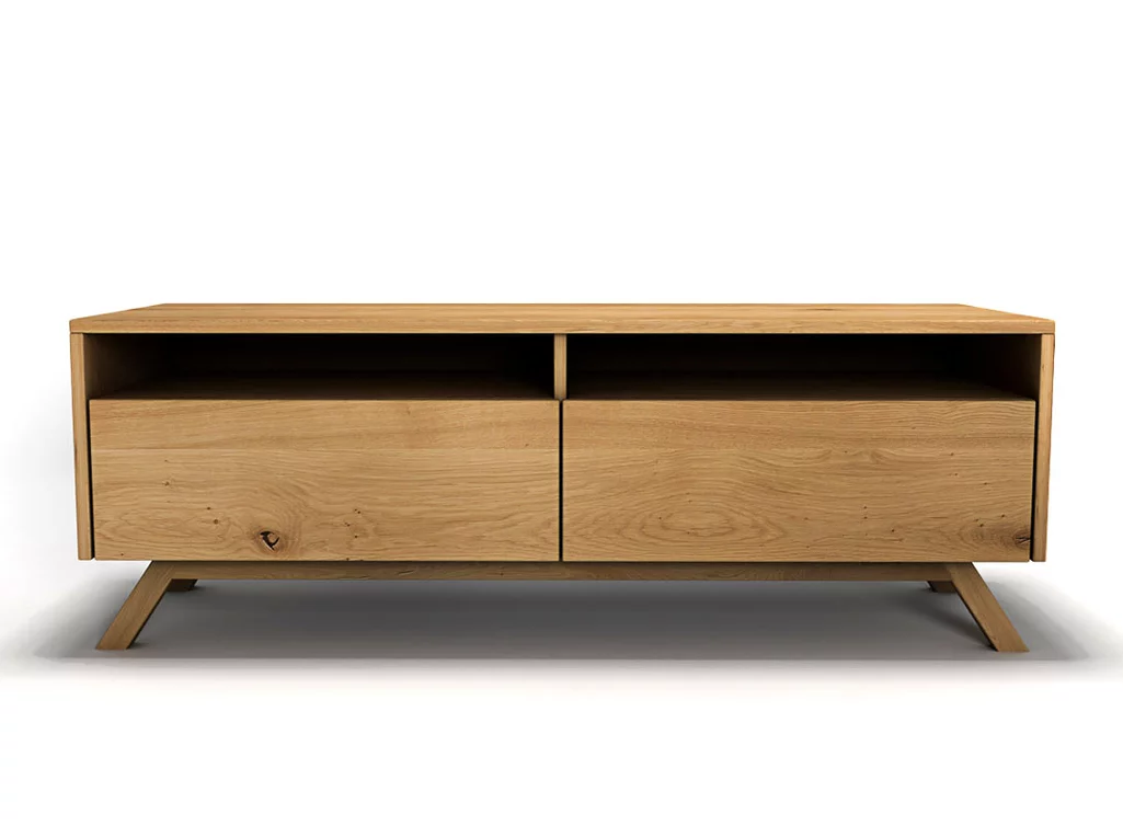 TV-Board nach Maß aus Eiche massiv mit 2 Schubladen gefertigt Modell TZM.