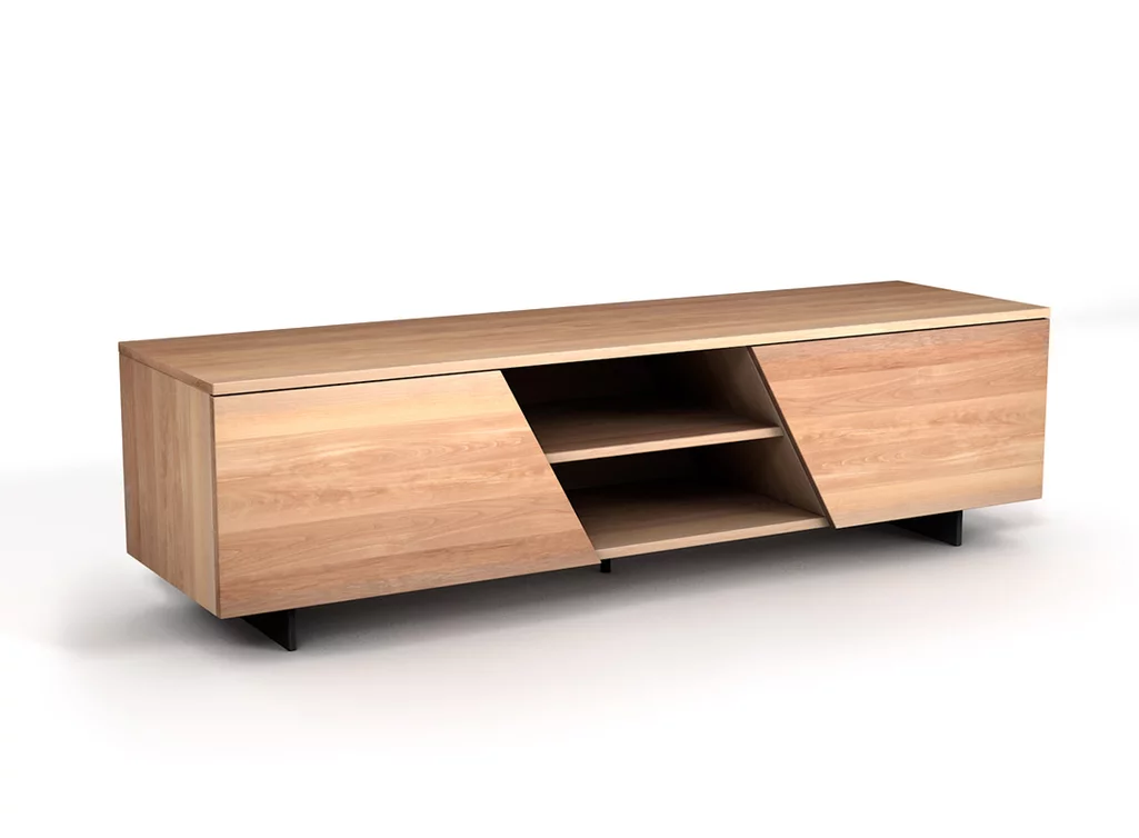 TV-Board nach Maß aus Buche Massivholz mit 2 Türen gefertigt.