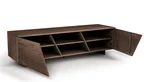 Holz Sideboard mit schrägen Zwischenwänden aus Nussbaum.