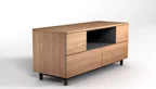Massivholz Sideboard nach deinem Maß aus astfreier Buche mit Stahl kombiniert.