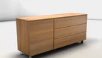 Sideboard Buche massiv mit einer Drehtür und drei Schubladen nach Maß
