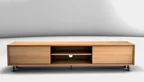 Lowboard Holz massiv aus Buche mit Mediafach und zwei Schubladen - TLL