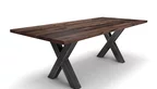 Industriedesign Holztisch massiv aus Nussbaum