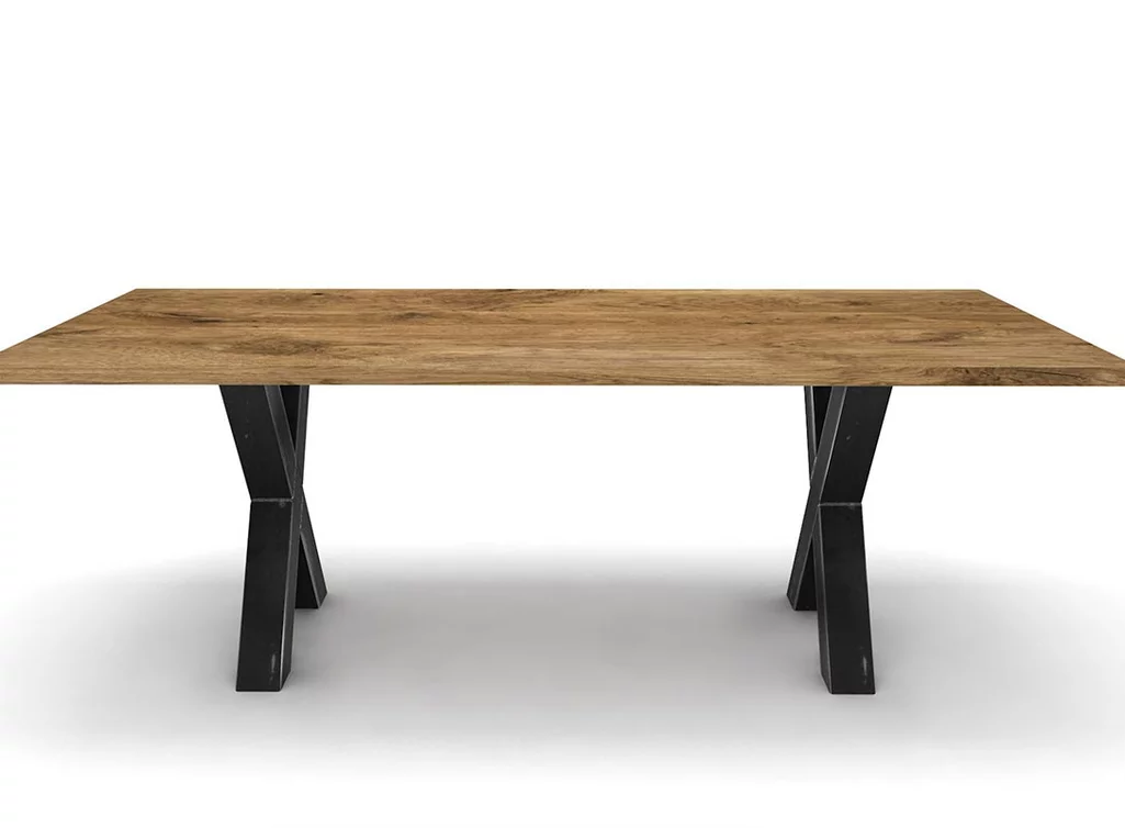 Massivholztisch Eiche Stahlkreuze Maßtisch Massivholztisch Eiche Stahlkreuze Maßtisch