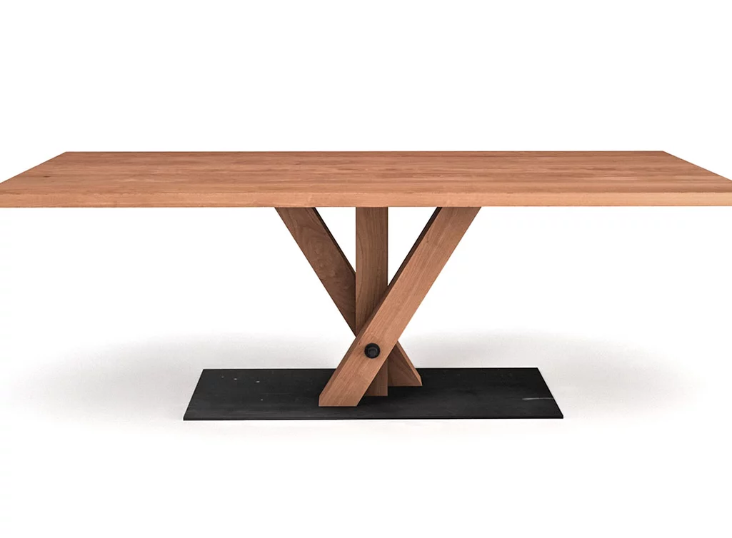 Buchenholz Esstisch nach Maß  mit Mittelfuss Tischgestell Holz in Fächerform Buchenholz Esstisch nach Maß  mit Mittelfuss Tischgestell Holz in Fächerform
