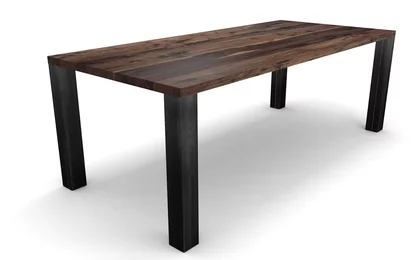 Industriedesign Nussbaum Esstisch 4cm mit Astanteil Industriedesign Nussbaum Esstisch 4cm mit Astanteil