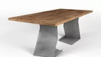 Design Esstisch aus Eiche 4 Zentimeter nach Maß mit Astanteil und design Tischbeinen