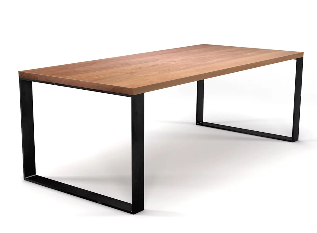 Stylischer Kufentisch massiv Buche astfrei