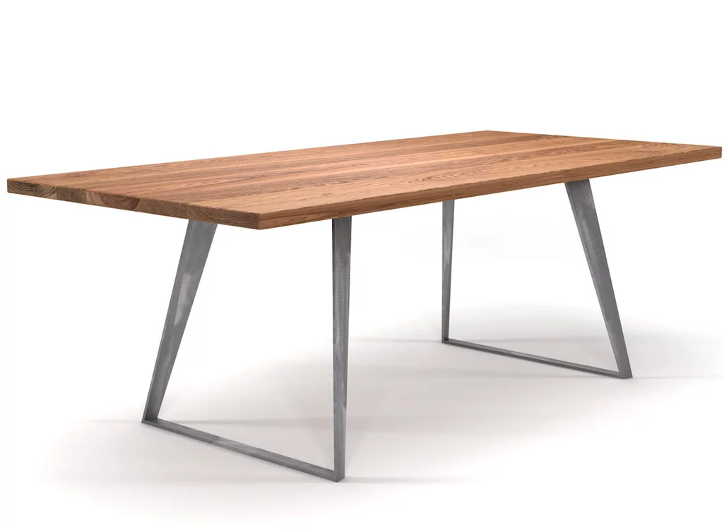 Design Esstisch Eiche nach Maß mit Stahlkufen Tischgestell
