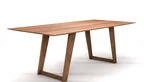 Vollholz Tisch aus Eiche nach Maß mit Facettenkante und Holz-Tischuntergestell