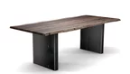 Baumkantentisch Nussbaum 4cm Stahl Tischwangen
