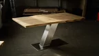 Eichenholz Tischplatte mit Ast- und Splintholzanteil Version mit Edelstahl Tischgestell