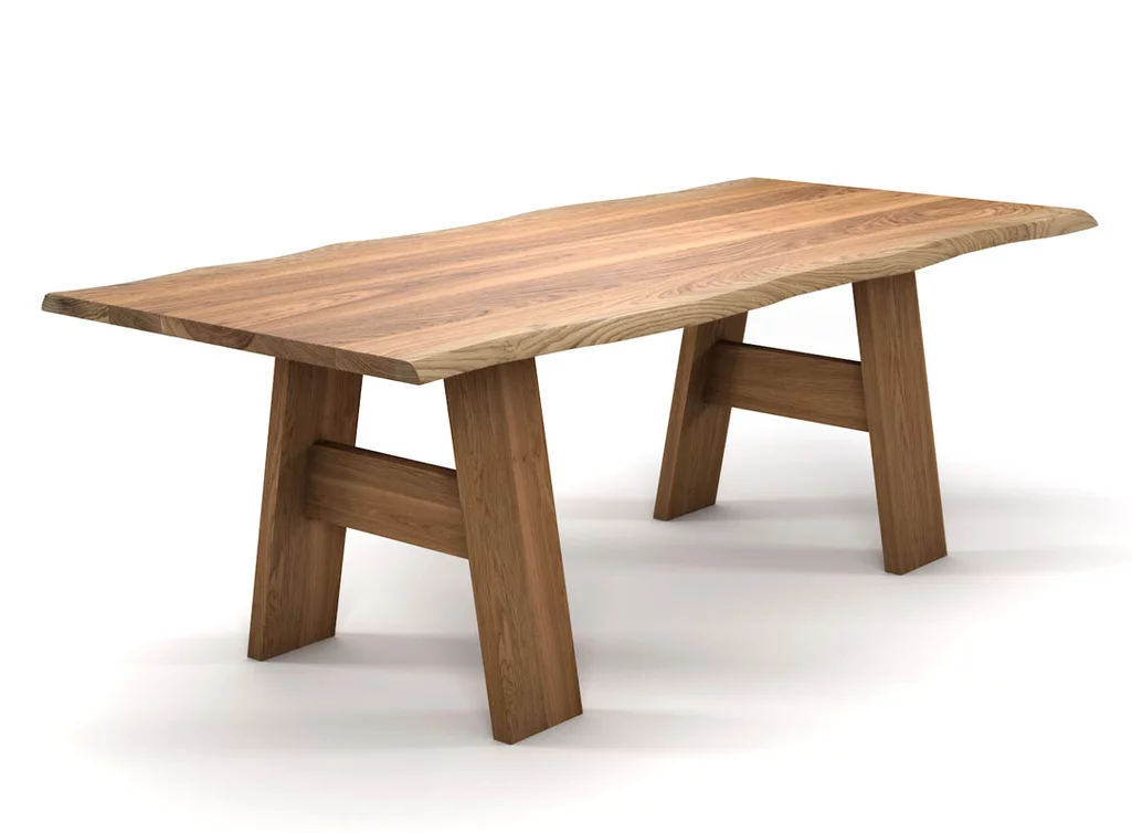 Baumtisch Eiche modern mit Holzbeinen