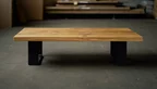 Massiver Couchtisch aus Eichenholz und Stahl - Länge Breite und Höhe frei wählbar