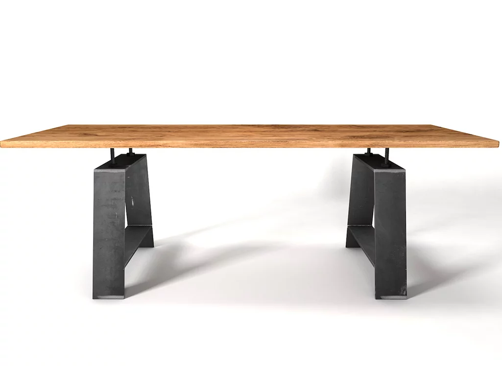 Moderner Industriedesign Esstisch aus charaktervoller Eiche 4cm stark. Moderner Industriedesign Esstisch aus charaktervoller Eiche 4cm stark.