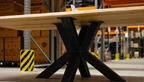 Doppel Kreuz Stahl Untergestell Esstisch Baumkante Eiche
