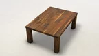 Wohnzimmer-Holztisch mit Couchtischplatte aus charaktervollem Astholz gefertigt