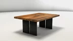 Massiver Couchtisch aus Altholz Eiche mit Stahlwangen - BAW73-C