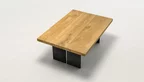 Massiver Couchtisch mit Metallgestell und Echtholz Couchtischplatte mit geraden Kanten
