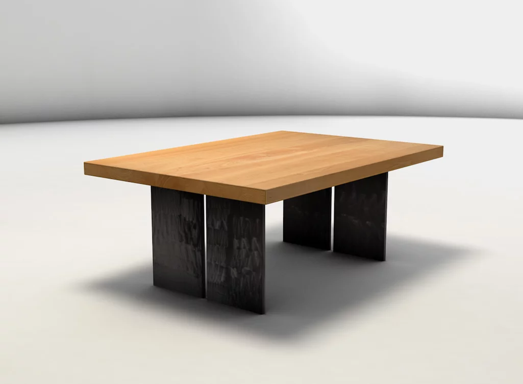 Massivholz Couchtisch aus Buche und Stahl nach Maß - Modell BAW73-C