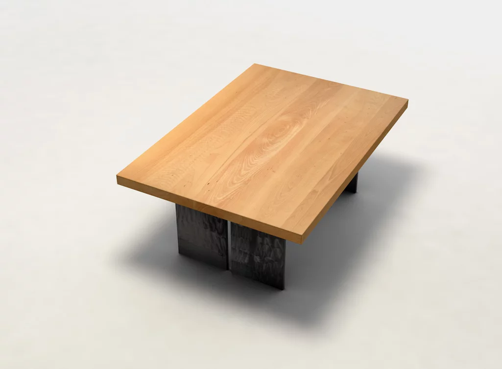 Detailansicht - Couchtisch aus Buche mit Echtholz Tischplatte weitgehend astfrei Detailansicht - Couchtisch aus Buche mit Echtholz Tischplatte weitgehend astfrei