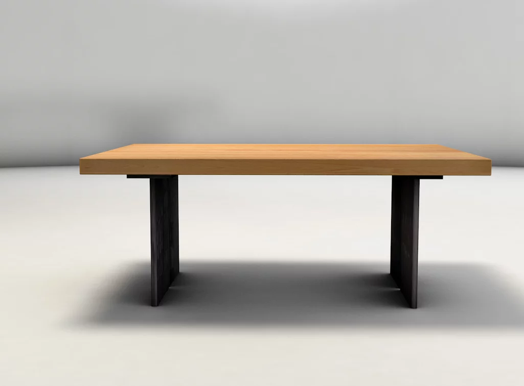Mit Stahlwangen ausgestatteter Couchtisch aus Massivholz Buche Mit Stahlwangen ausgestatteter Couchtisch aus Massivholz Buche