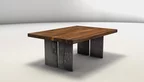 Massiver Couchtisch aus Nussbaum und Stahlwangen - BAW73-C
