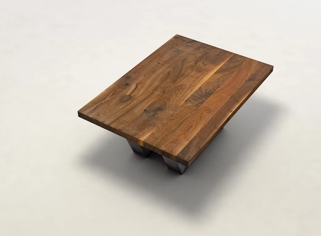 Couchtisch aus Nussbaum massiv mit charaktervollem Astanteil Couchtisch aus Nussbaum massiv mit charaktervollem Astanteil
